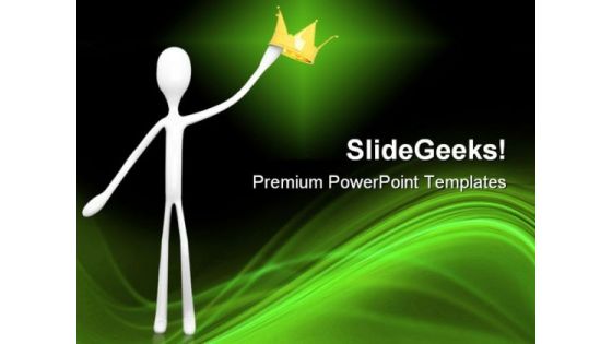 King Holding Crown Metaphor PowerPoint Themes And PowerPoint Slides 0511