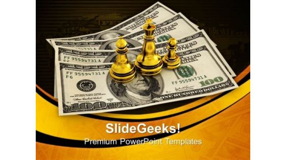 King Queen And Pawn Standing On Dollars Business PowerPoint Templates And PowerPoint Themes 0912