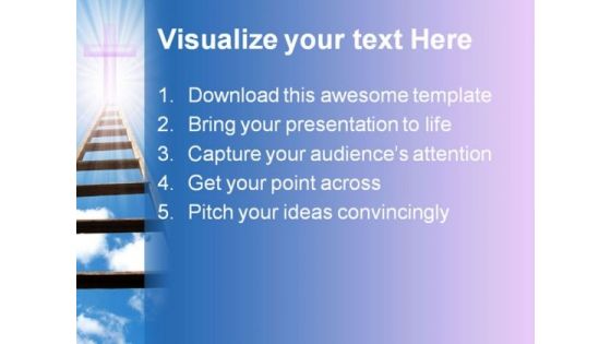Ladder In Sky Religion PowerPoint Template 0610