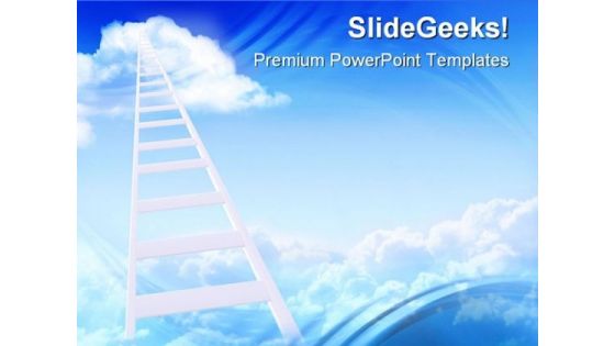 Ladder To Sky Success PowerPoint Themes And PowerPoint Slides 0711