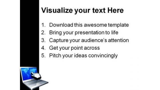 Laptop And Cursor Internet PowerPoint Backgrounds And Templates 1210