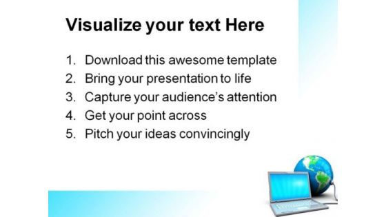 Laptop And Earth Globe PowerPoint Themes And PowerPoint Slides 0411