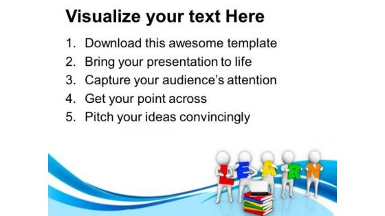 Laptop On Books E Learning Concept PowerPoint Templates Ppt Backgrounds For Slides 0713