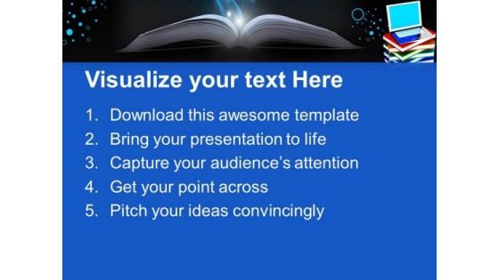 Laptop On Pile Of Books E Learning Concept PowerPoint Templates Ppt Backgrounds For Slides 1212