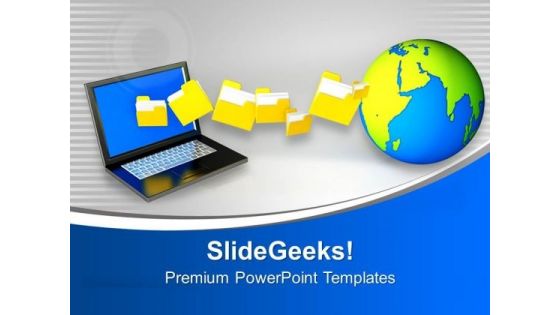 Laptop Uploading Downloading Files To Internet PowerPoint Templates Ppt Backgrounds For Slides 0213