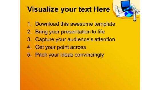 Laptop With Bar Graph And Pie Chart PowerPoint Templates Ppt Backgrounds For Slides 0713