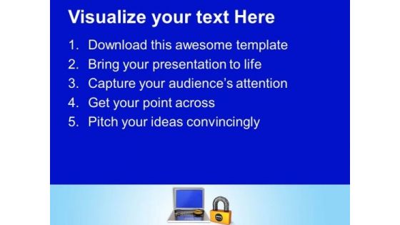 Laptop With Key And Lock Security PowerPoint Templates Ppt Backgrounds For Slides 0213