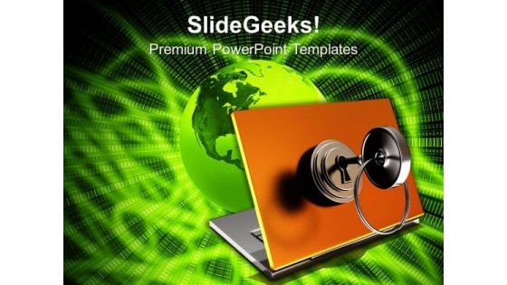 Laptop With Lock And Key Security PowerPoint Templates Ppt Backgrounds For Slides 0113