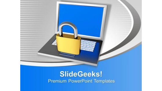 Laptop With Lock Internet Security PowerPoint Templates Ppt Backgrounds For Slides 1112