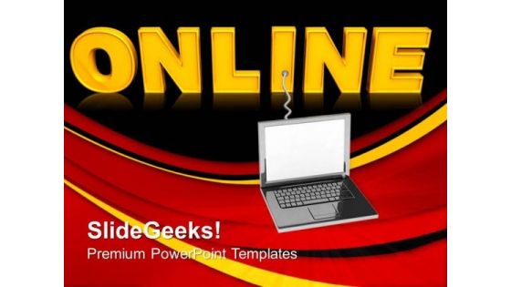 Laptop With Word Online Internet PowerPoint Templates And PowerPoint Themes 0712