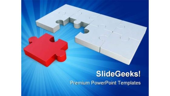 Last Red Puzzle Piece Business PowerPoint Templates And PowerPoint Backgrounds 0711