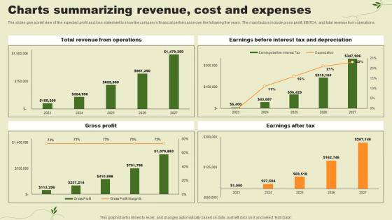 Lawn Care Services Business Plan Charts Summarizing Revenue Cost And Expenses BP SS V