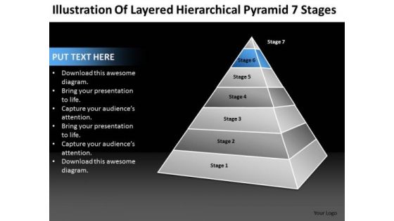 Layered Hierarchical Pyramid 7 Stages Ppt Business Plan For Dummies PowerPoint Slides