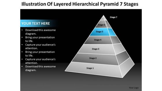 Layered Hierarchical Pyramid 7 Stages Ppt Business Plan Software PowerPoint Templates