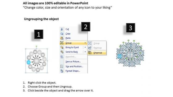Layout Of Converging 12 Steps Linear Flow Circular Process PowerPoint Templates