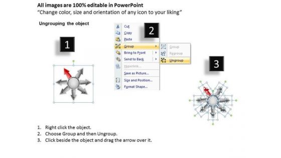 Layout Of Converging 7 Steps Linear Flow Arrows Diagram Software PowerPoint Templates