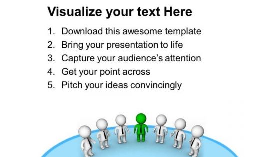 Leader Standing With His Team PowerPoint Templates Ppt Backgrounds For Slides 0713