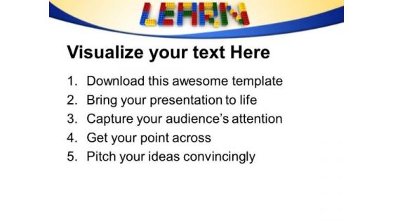 Learn With Lego Blocks Education PowerPoint Templates And PowerPoint Themes 0612