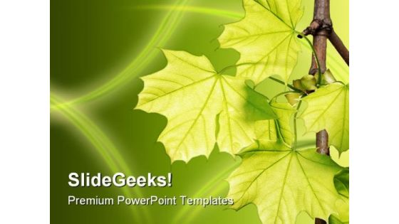 Leaves Green Nature PowerPoint Template 1110