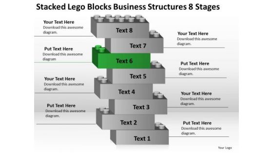 Lego Blocks Business Structures 8 Stages Write Plan Template PowerPoint Slides