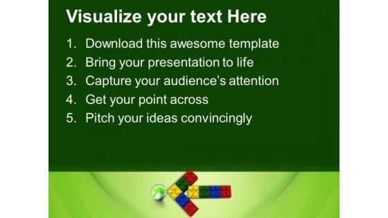 Lego Blocks Joined To Form Arrow PowerPoint Templates Ppt Backgrounds For Slides 0313