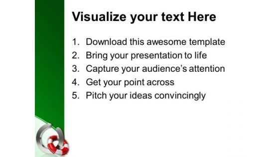 Lifesaver With Metallic Arrow PowerPoint Templates And PowerPoint Themes 1112