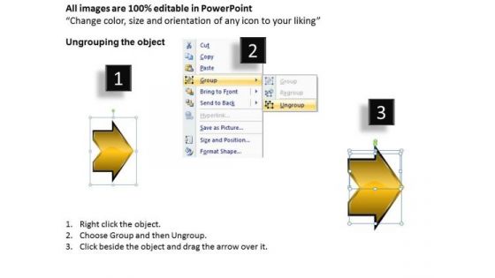 Linear Arrows Horizontal 3 Stages Online Flow Chart Creator PowerPoint Slides