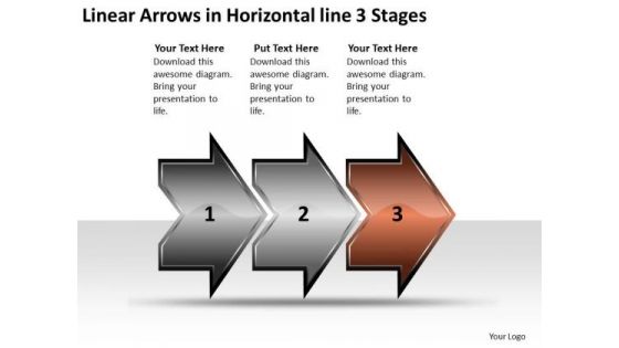 Linear Arrows Horizontal 3 Stages Ppt Proto Typing PowerPoint Slides