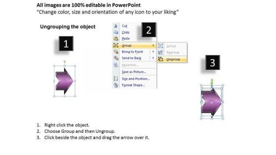 Linear Description Arrow 7 Stages Function Flow Chart PowerPoint Templates