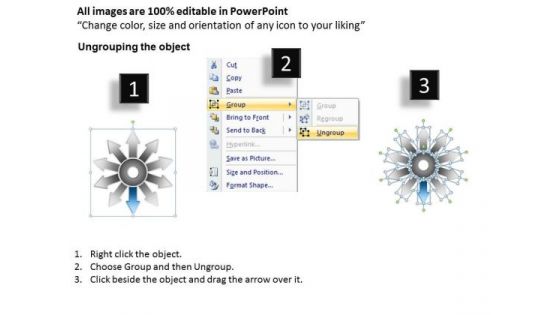 Linear Description Of 10 Business Steps Diverging Circular Motion Process PowerPoint Slides