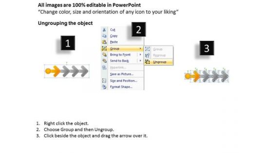 Linear Flow Arrow Queue Flowchart Program PowerPoint Templates