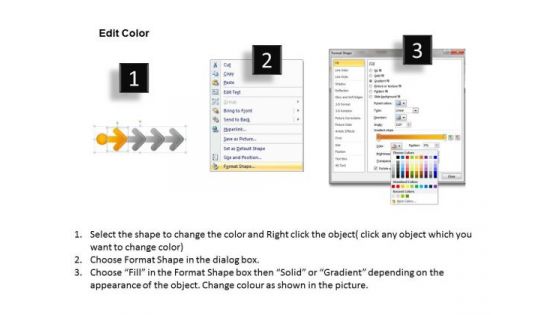 Linear Flow Arrow Queue Flowchart Program PowerPoint Templates