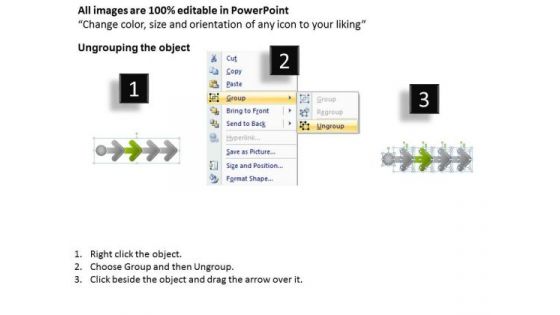 Linear Flow Arrow Queue Proto Type PowerPoint Templates