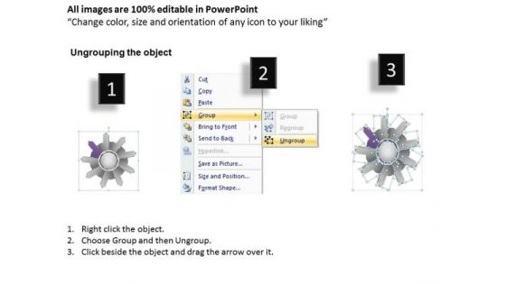 Linear Flow Connecting Diverging 9 Arrows Ppt Cycle Diagram PowerPoint Slides