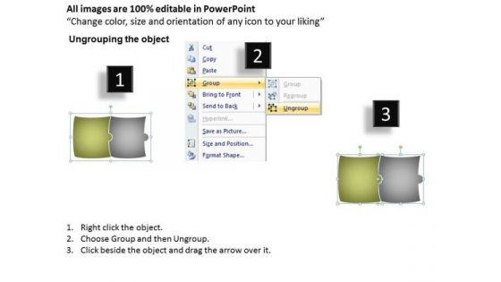 Linear Flow Of Puzzles 2 Stages Business Tech Support PowerPoint Slides