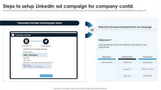 Linkedin Content Strategies Steps To Setup Linkedin Ad Campaign For Company MKT SS V