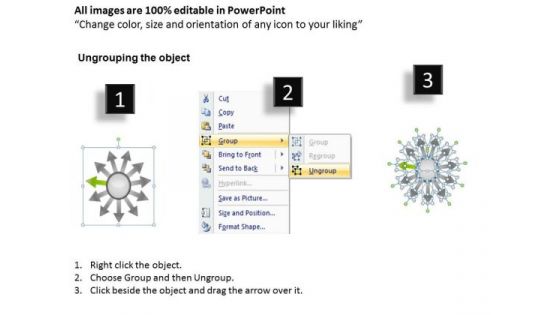 List Of 12 Key Steps Business Diverging Processes Radial Diagram PowerPoint Templates