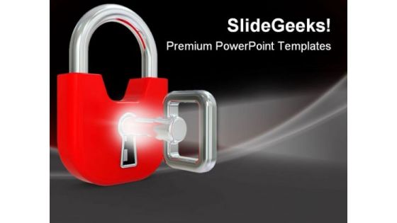 Lock With Key Security PowerPoint Themes And PowerPoint Slides 0211