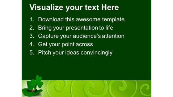Long Hat And A Clover Leaf Saint Patrick PowerPoint Templates Ppt Backgrounds For Slides 0313