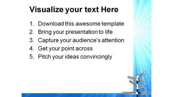 Lost And Confused Signpost Metaphor PowerPoint Templates And PowerPoint Backgrounds 0911