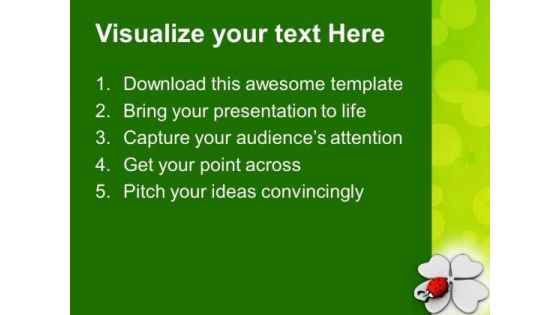 Lucky Symbols Four Leaf Clover And Lady Bug PowerPoint Templates Ppt Backgrounds For Slides 0313