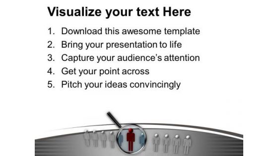 Magnifying Glass Hovers Over Red Man PowerPoint Templates Ppt Backgrounds For Slides 0713