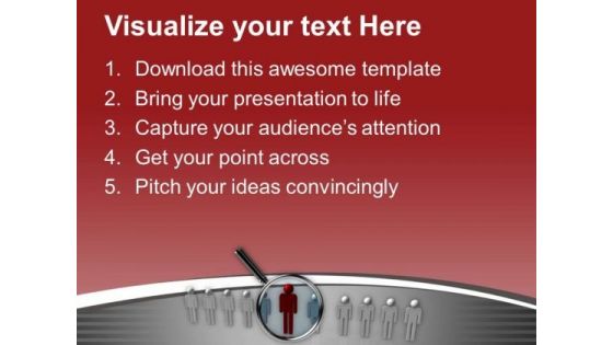 Magnifying Glass Hovers Over Red Man PowerPoint Templates Ppt Backgrounds For Slides 0713