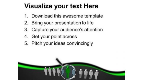 Magnifying Glass Hovers Over Unique Man PowerPoint Templates Ppt Backgrounds For Slides 0713