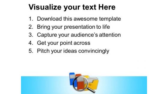 Magnifying Glass Over Foldres PowerPoint Templates Ppt Backgrounds For Slides 0713