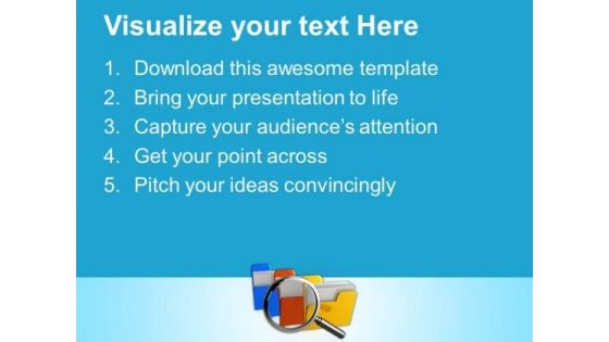 Magnifying Glass Over Foldres PowerPoint Templates Ppt Backgrounds For Slides 0713