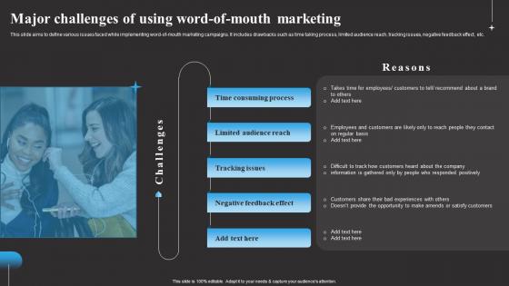 Major Challenges Of Using Word Of Mouth Tracking Word Mouth Marketing Formats PDF
