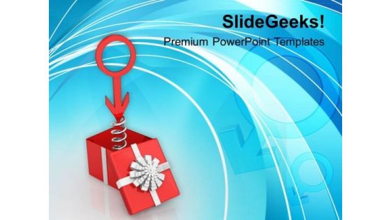Male Sign Coming Out Of The Box PowerPoint Templates Ppt Backgrounds For Slides 0713