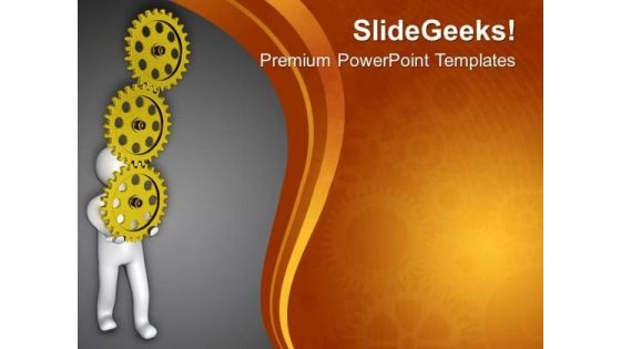 Man Balancing Gears With One Hand PowerPoint Templates Ppt Backgrounds For Slides 0713 Man Balancing Gears With One Hand PowerPoint Templates Ppt Backgrounds For Slides 0713