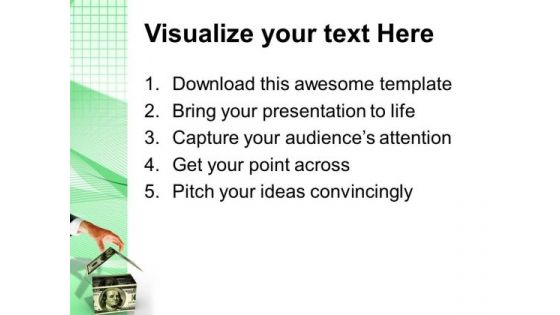 Man Builds A House From Dollars Success PowerPoint Templates And PowerPoint Themes 1012